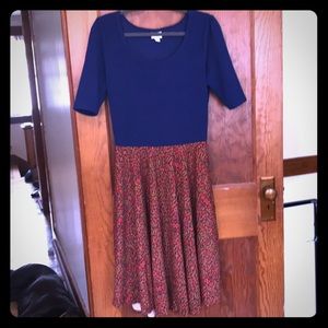 Like New Large LuLaRoe Colorblock Nicole Dress